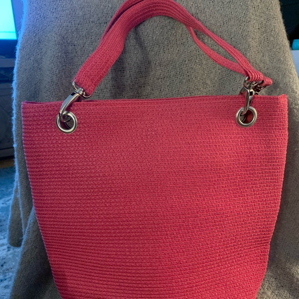 Pink Woven Shoulder Bag